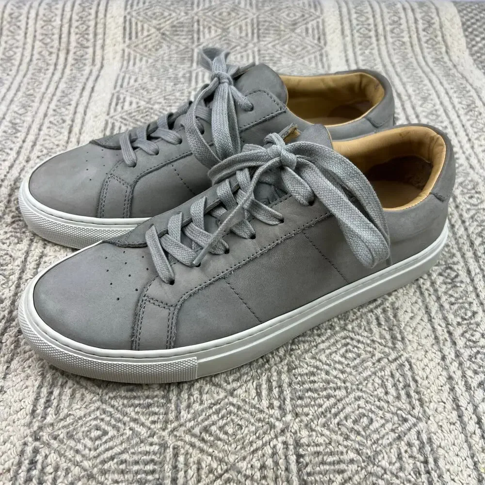 GREATS Royale Court Sneakers Gray Nubuck Leather Minimalist Low Top Casual Shoes